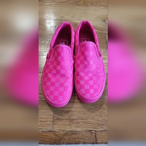 Pink Checkered Vans Slipons